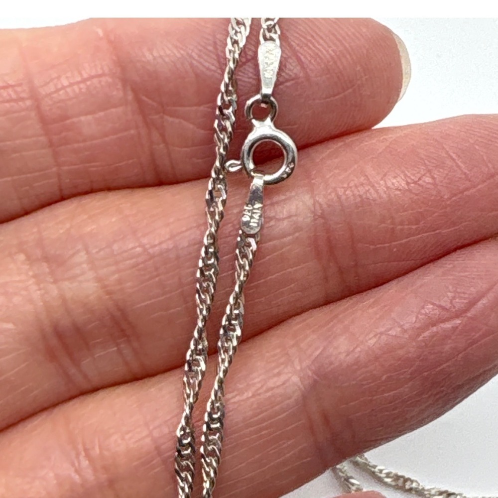 925 Sterling Silver Singapore Twisted Chain Necklace 22 Inch Made in Italy - Picture 11 of 12